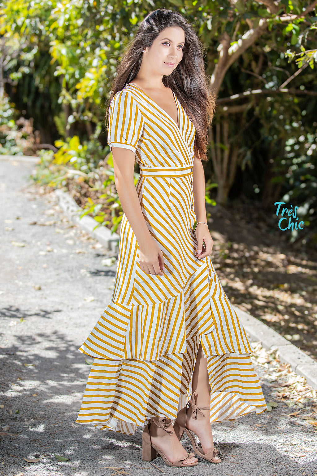 Vestido rayas mostaza Tr s Chic CR